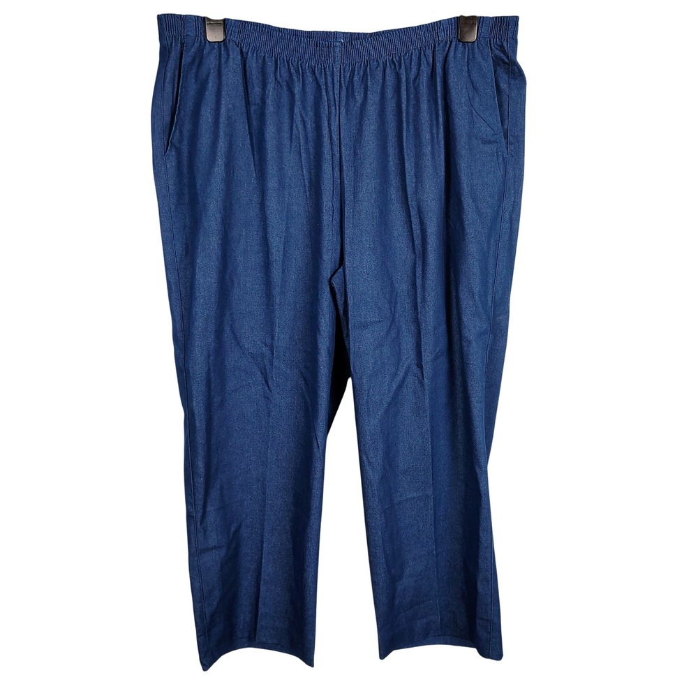 NWT Alfred Dunner Womens 22W Classics Pants Blue Denim Cotton Blend Grandma Core